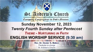 St Andrews Church  English Worship Service 930 AM LIVE  12 November 2023 [upl. by Sklar]