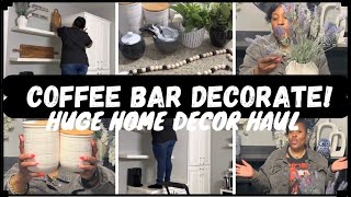 COFFEE BAR DECORATE WITH ME  HUGE HOME DECOR HAUL FROM DOLLAR GENERAL HOMEGOODS amp GOODWILL  SMTV [upl. by Ahsinot]