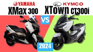 Yamaha XMAX 300 vs Kymco XTown CT300i  Side by Side Comparison  Specs amp Price  2024 [upl. by Etteluap442]