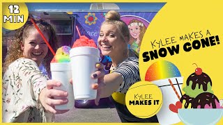 Kylee Makes a Snow Cone See Inside an Ice Cream Truck and Learn How to Make a Snow Cone [upl. by Emmuela]