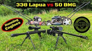 338 Lapua vs 50 BMG vs Running Engines [upl. by Miarhpe]