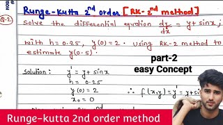 RungeKutta Method of Second Order  Concept amp Problem2  Numerical Analysis  Numerical Methods [upl. by Dola724]