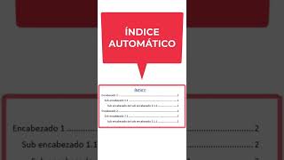 Índice automático en 1 minutos en Word Shorts [upl. by Daenis]