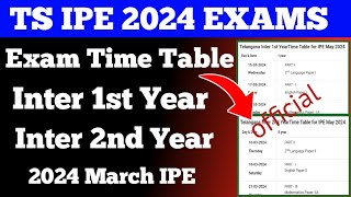 Ts Inter exams time table 2024 1st year amp 2nd year Expected time table [upl. by Valli]