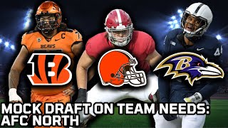 2024 NFL Mock Draft on Team Needs AFC North  PFF [upl. by Dnamra413]