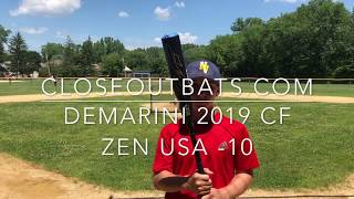 Closeoutbatscom DeMarini CF Zen Balanced 258quot Youth USA Bat WTDXUFX19 10oz 2019 [upl. by Gnuhc252]