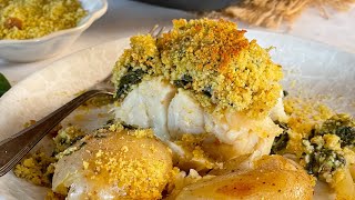 Bacalhau com broa e espinafres by panelinhadesabores [upl. by Ellertal]