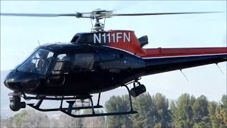 AS350 StartUp amp Takeoff Eurocopter AStar Helicopter N111FN Van Nuys Airport 2014 Airbus H125 [upl. by Nnyladnarb]