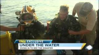 Sam Champion and Philippe Cousteau Jr diving into the Oil Spill [upl. by Hardden]