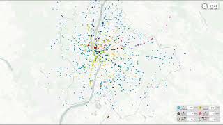 A budapesti közösségi közlekedés egy napjának animációja [upl. by Hyozo]