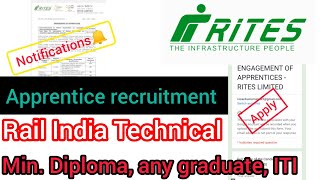 Rites Recruitment from fill up kaise kare  Rail India apprentice job apply fully video [upl. by Kcirnek]