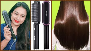 OneStroke HairStraightening Comb On 2 Hair TypesTiktok Viral Hair Straightening Comb [upl. by Cath]