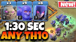 Th10 Golem Bowler Witch Attack With 8 Zap Spell  Best Th10 Attack Strategy in Clash of Clans [upl. by Nosde]