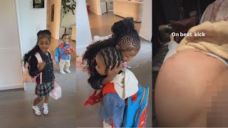 Cardi B Records Her Baby Kicking In Her Stomach Makes Her Kids Hug Before School [upl. by Dragon]