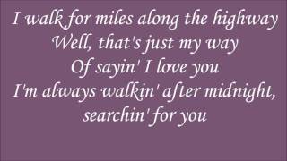 Patsy Cline Walking After Midnight Lyrics [upl. by Ochs17]