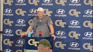 Georgia Tech head coach Brent Keys postgame presser after there 597 win over VMI [upl. by Brew]