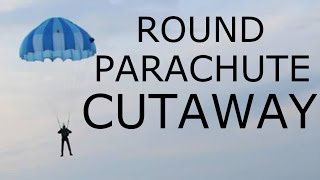 Worlds FIRST Round parachute cutaway to BASE jump parachute belly mounted [upl. by Chiquita]