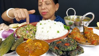 FOOD EATING SHOW DELICIOUS INDIAN FISH WITH RICE THALI MUKBANG [upl. by Llerroj]