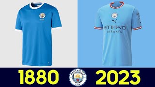 ⚽ The Evolution of Manchester City Kit 202223  All Manchester City Jerseys in History 2022 [upl. by Dahcir617]