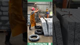 Best working day 1468 A worker uses a sledgehammer and crowbar to lay stone slabs on a tire [upl. by Evanne642]