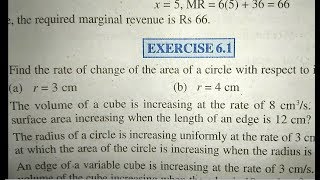 12 th NCERT MathematicsAPPLICATION OF DERIVATIVES CALCULUS  EXERCISE61Pathshala [upl. by Aliuqahs]