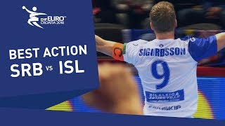 Sigurdsson scores after a 7 metre try  Mens EHF EURO 2018 [upl. by Ailehc]