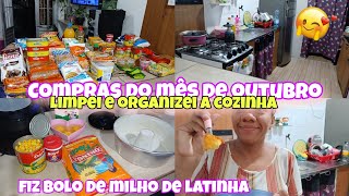 💕COMPRAS DO MÊS DE OUTUBROLIMPEI E ORGANIZEI A COZINHAFIZ BOLO DE MILHO viralvideo [upl. by Rotceh]