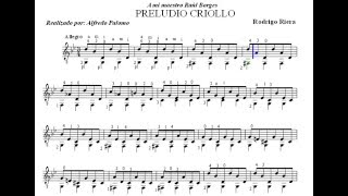 PARTITURA PRELUDIO CRIOLLO DE RODRIGO RIERA GUITARRA CLASICA [upl. by Zared]