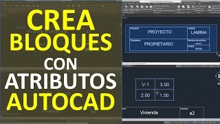 Crear Bloques con Atributos en AutoCAD Ej Membrete y Cuadro de Vanos [upl. by Nelleyram]