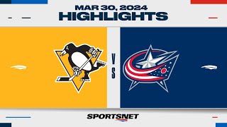 NHL Highlights  Penguins vs Blue Jackets  March 30 2024 [upl. by Stanislas]