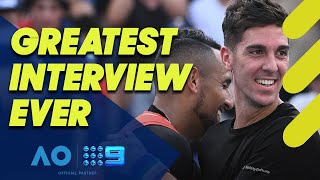 Kyrgios and Kokkinakis deliver hilarious heartfelt postmatch interview  Wide World of Sports [upl. by Rivard807]