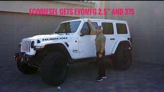 EcoDiesel Jeep Wrangler gets 25quot EvoMFG Suspension and 37s [upl. by Madian]