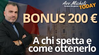 BONUS 200 Euro  A chi spetta e Come Ottenerlo [upl. by Zysk474]