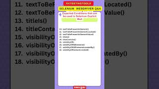 39The following are the Expected Conditions that can be used in Selenium Explicit Wait [upl. by Ahsiener]