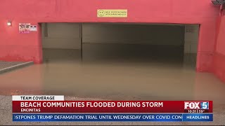 San Diego Beach Communities Flooded During Storm [upl. by Tankoos149]