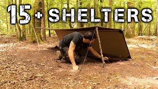 15 Shelters with a Tarp  Camping amp Bushcraft [upl. by Coltin]