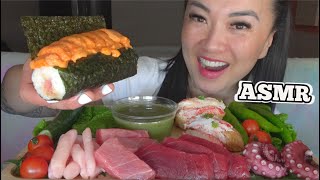 ASMR SASHIMI PLATTER  SEA URCHIN ROLL  FRESH VEGGIES EATING SOUNDS NO TALKING  SASASMR [upl. by Lil]