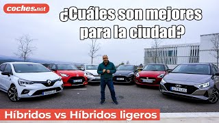 Comparativa urbana Híbridos contra híbridos ligeros  Prueba  Review en español  cochesnet [upl. by Cirtap]