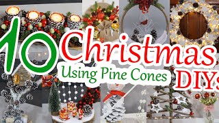 10 Simple Christmas Decorations Using Pine Cones  DIY Christmas Decor [upl. by Funk]