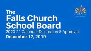 202021 Calendar Discussion and Approval  Falls Church School Board [upl. by Revorg]