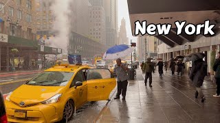 Walking In The Rain Flash Flood NYC 4k Videos Ultra Hd [upl. by Haneeja]