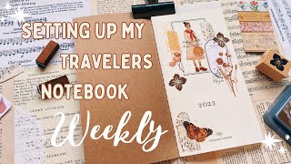 Travelers Notebook setup ✹ Weekly horizontal 6 month insert  staying organised [upl. by Airrehs]