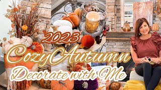 🍁NEW🍁 2023 DECORATE WITH ME  COZY AUTUMN DECOR  Family Room Entry Way  🍂 Simple Fall Decor Tips [upl. by Oyr]