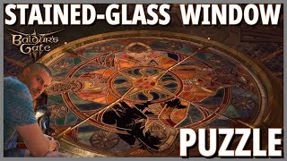 Baldurs Gate 3  StainedGlass Window PUZZLE Solution  Rosymorn Monastery Map [upl. by Eiramadnil]