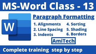 MS Word  Paragraphs Formatting in Microsoft Office  Alignment indent sorting amp borders in Bangla [upl. by Meeks]