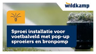 Sproei installatie voor voetbalveld met popup sproeiers en bronpomp [upl. by Innaig]