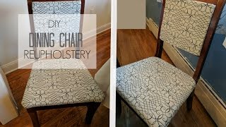 HOW TO REUPHOLSTER A DINNING CHAIR AND BACK DIY TUTORIAL  DINNING ROOM MAKEOVER [upl. by Llertnom]