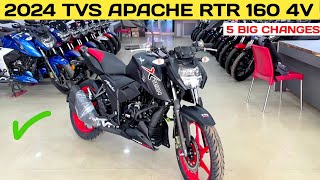 Finally 2024 Model Tvs Apache RTR 160 4V Launched With 5 Big Changes 🔥  On road Price  Mileage [upl. by Frazer]