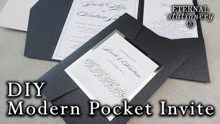 How to make a modern pocket invitation  Elegant Wedding Invitations DIY [upl. by Anitsugua456]