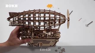 ROBOTIME  ROKR LK702 Air Vehicle  Assemble Wooden Puzzles [upl. by Newmann]